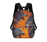 sinyumoney Fierce Wolves Fiery Mochilas Para Niños Mochila Escolar Mochila Escolar Impresa En 3D Para Niños Estudiantes De Primaria Y Secundaria 17inch