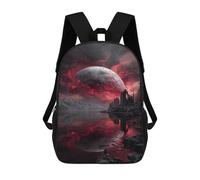sinyumoney Fiery Alien Landscape with Giant Moon Mochila Escolar Infantil De 17 Pulgadas Con Estampado 3D De Películas De Anime Para Niños, Mochila De Viaje, Mochila Escolar Infantil