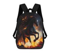 sinyumoney Fiery Black Horse Mochila Escolar Grande Resistente Al Agua Para Portátil Para Niños/niñas/adolescentes 17inch