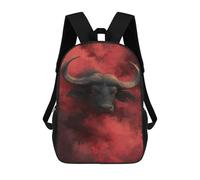 sinyumoney Fiery Bull Red Smoke Artwork Mochila Escolar Infantil Impresa En 3D Para Niños, Mochila De Viaje De Alta Capacidad, Mochilas Para Libros De 17 Pulgadas Para Niños