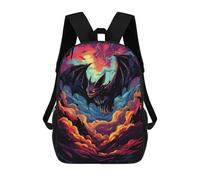 sinyumoney Fiery Demon Bat Artwork Mochila Escolar De 17 Pulgadas Para Adolescentes, Con Estampado 3D, Ajustable Y Con Bolsillos, Ideal Para Niños, Niñas Y Estudiantes.