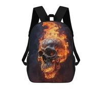 sinyumoney Fiery Flames Smoke Skull Mochilas Impresas En 3D Para Niños, Mochila Escolar, Mochila De Moda Para Niños De Primaria Y Secundaria 17inch
