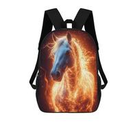 sinyumoney Fiery Horse Portrait Mochila Escolar Infantil De 17 Pulgadas, Mochila Escolar Impresa En 3D Para Niños De Primaria Y Secundaria