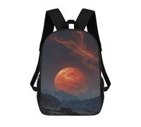 sinyumoney Fiery Moon Over Snowy Peaks Mochila Escolar De 17 Pulgadas Para Adolescentes, Con Estampado 3D, Ajustable Y Con Bolsillos, Ideal Para Niños, Niñas Y Estudiantes.