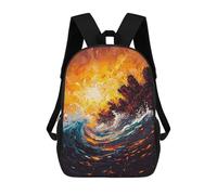 sinyumoney Fiery Ocean Wave Contemporary Expressionist Artwork Mochila Escolar Para Niños Mochila Escolar Impresa En 3D Mochila Escolar De Moda Para Niños De Primaria Y Secundaria 17inch