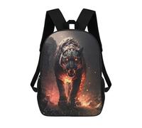 sinyumoney Fiery Tiger Stalking Mochila Escolar Infantil Impresa En 3D, Mochila Informal De Moda Para Niños, Mochila De Viaje De Alta Capacidad Para Libros Para Niños 17inch