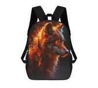 sinyumoney Fiery Wolf Portrait in Forest Mochila Escolar Para Niñas 17inch Mochila Informal Ligera Para Niños Y Niñas, Ideal Para Estudiantes De Secundaria