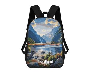 sinyumoney Fiordland National Park, New Zealand Mochila Escolar Mochilas Escolares Para Niñas Y Niños Mochila Con Bolsillo Mochila Escolar De Moda Para Niños 17inch