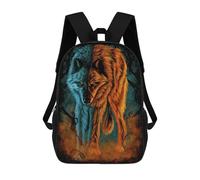 sinyumoney Fire And Ice Wolf Mochila Escolar Para Niños Mochila Escolar Impresa En 3D Mochila Escolar De Moda Para Niños De Primaria Y Secundaria 17inch