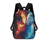 sinyumoney Fire And Ice Wolf Mochila Escolar Resistente Al Agua, Mochila De Viaje, Bolsa Para Computadora Para La Escuela/trabajo/viajes 17inch