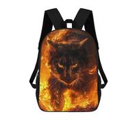 sinyumoney Fire Black Cat Mochilas Para Niños Mochila Escolar Mochila Escolar Impresa En 3D Para Niños Estudiantes De Primaria Y Secundaria 17inch