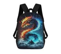 sinyumoney Fire & Ice Dragon Art Print Mochila Infantil De 17 Pulgadas, Mochila Escolar Con Estampado 3D De Dibujos Animados Para Niños Y Adolescentes.