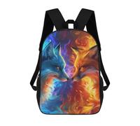 sinyumoney Fire & Ice Foxes Art Print Mochila Escolar Infantil De 17 Pulgadas Con Estampado 3D De Películas De Anime Para Niños, Mochila De Viaje, Mochila Escolar Infantil