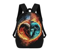 sinyumoney Fire & Ice Ram Art Print Mochila Escolar Grande Resistente Al Agua Para Portátil Para Niñas Y Adolescentes 17inch