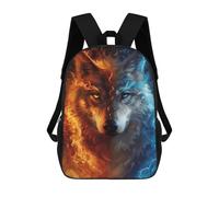 sinyumoney Fire & Ice Wolf Art Print -2 Mochila Escolar Secundaria Informal Para Viajes, Mochilas Para La Escuela Secundaria, Para Acampar, Aventuras Al Aire Libre Y Viajes Diarios 17inch