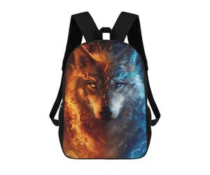 sinyumoney Fire & Ice Wolf Art Print -2 Mochila Escolar Secundaria Informal Para Viajes, Mochilas Para La Escuela Secundaria, Para Acampar, Aventuras Al Aire Libre Y Viajes Diarios 17inch