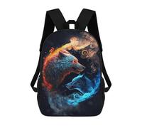 sinyumoney Fire & Ice Wolves Yin Yang Art Print Mochila Grande, Ligera E Informal Para El Campus, Actividades Al Aire Libre, Viajes Y Deportes 17inch