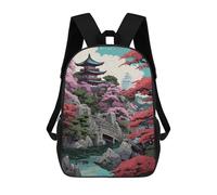 Sinyumoney FirePlace Wonderland Mochila Escolar Impreso En 3D, Mochila Casual Para Niños, Bolsa De Escuela Impresa En 3D Para Niños, Primaria Y Universidad, Japanese Garden Landscape, 17"
