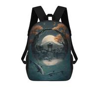sinyumoney Fish Pond And Japanese Gat Mochila Escolar Infantil Impresa En 3D 17inch Mochilas Escolares Para Niños, Estilo Casual Y Moderno, Mochilas De Viaje De Alta Capacidad