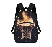 sinyumoney Flaming Basketball Hoop Mochila Ligera Informal Para El Día A Día, Mochila Escolar Para Hombres/mujeres 17inch