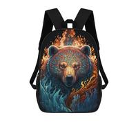 sinyumoney Flaming Bear Artwork -1 Mochila Infantil, Mochila Escolar Impresa En 3D, Mochila Para Niños Y Niñas, Mochila Escolar Ajustable Para La Escuela Primaria 17inch