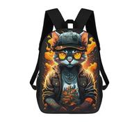 sinyumoney Flaming Biker Cat Artwork Mochila Escolar Mochila Para Niños Impresa En 3D Mochilas Infantiles Para Niños Y Niñas Mochilas Escolares Mochilas De Viaje Para Niños 17inch