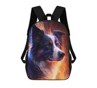 sinyumoney Flaming Border Collie Portrait Mochila Escolar Infantil De 17 Pulgadas, Impresa En 3D, Estilo Casual, Para Niños, Ideal Para Viajes, Como Mochila Escolar O Para Llevar Libros.