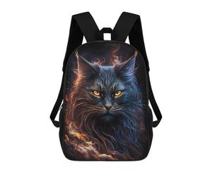 sinyumoney Flaming Fantasy Cat Artwork Mochila Escolar Para El Trabajo, Negocios, Universidad Y Escuela Para Niñas Y Adolescentes 17inch