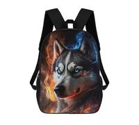 sinyumoney Flaming Husky with Blue Eyes Mochila Escolar Mochila De Día Mochila De Negocios Mochila Impermeable Para Libros Para Niños/Niñas/Adolescentes 17inch