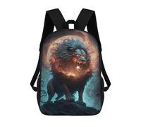sinyumoney Flaming Lion Art Print -4 Mochila Escolar Infantil Impresa En 3D Para Niños, Mochila De Viaje De Alta Capacidad, Mochilas Para Libros De 17 Pulgadas Para Niños