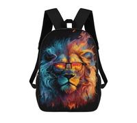 sinyumoney Flaming Lion Sunglasses Art Print Mochila Escolar Para La Escuela Secundaria, Preparatoria, Universidad Y Viajes Para Niños/niñas/adolescentes 17inch