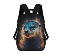 sinyumoney Flaming Otter Artwork Mochila Escolar Impresa En 3D 17inch Mochila Escolar Infantil Mochilas De Viaje Mochila Informal De Moda Para Niños Y Estudiantes