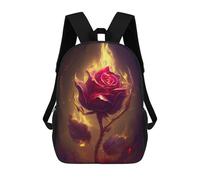 sinyumoney Flaming Rose Artwork-1 Mochila Escolar Impresa En 3D Mochilas Informales Para Niños Mochila Escolar Impresa En 3D Para Niños De Primaria Y Secundaria 17inch
