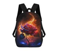 sinyumoney Flaming Rose Wall Art Print Mochila Escolar Infantil Impresa En 3D Para Niños, Mochila De Viaje De Alta Capacidad, Mochilas Para Libros De 17 Pulgadas Para Niños