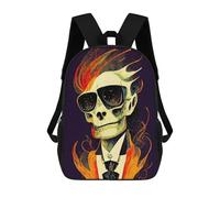 sinyumoney Flaming Skull in Suit Mochila Escolar Impresa En 3D Para Niños Y Niñas, Mochila Para Portátil Para Niños/estudiantes/adultos 17inch