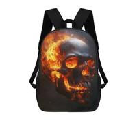 sinyumoney Flaming Skull Mochila Escolar De Moda Para Estudiantes, Adecuada Para Niños Y Niñas, Mochila Informal Para Viajes Al Aire Libre, Esencial Para El Día A Día 17inch