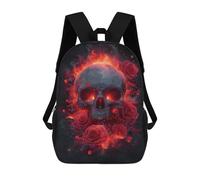 sinyumoney Flaming Skull Roses Art Print Mochila Escolar Resistente Al Agua Para Ordenador Portátil: Perfecta Para Viajes, Trabajo Y Uso Diario 17inch