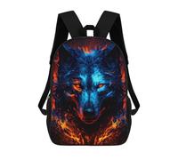 sinyumoney Flaming Wolf Artwork -5 Mochila Escolar Infantil Impresa En 3D Para Niños, Mochilas De Viaje, Bolsas Para Libros Para Niños Estudiantes De Primaria 17inch