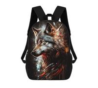 sinyumoney Flaming Wolf Portrait -1 Mochilas Infantiles Impresas En 3D, Mochilas De Moda Informales, Mochilas De Viaje Bonitas, Mochilas Informales Para Exteriores Para Niños Y Niñas 17inch