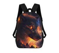 sinyumoney Flaming Wolf Portrait Mochila Escolar Para Niños, Mochila Escolar Impresa En 3D Para Estudiantes De Primaria Y Secundaria 17inch