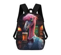 sinyumoney Flamingo at The Bar Mochila Infantil Para Niñas Y Niños, Mochila De Día, Escuela Primaria, Perfecta Para La Vuelta Al Cole O Educación Física, Regalos Y Viajes 17inch