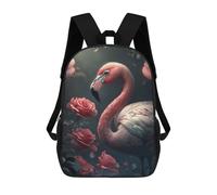sinyumoney Flamingo Floral Roses Mochila Escolar Para Niños De 17 Pulgadas, Mochila Informal De Viaje Para Niños Y Niñas, Mochila De Gran Capacidad Para El Día A Día 17inch