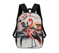 sinyumoney Flamingo Japan Painting Mochila De Moda Para Papelería, Impermeable, Informal, Para Hombres, Mujeres Y Adolescentes 17inch