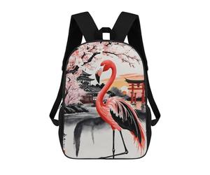 sinyumoney Flamingo Japan Painting Mochila De Moda Para Papelería, Impermeable, Informal, Para Hombres, Mujeres Y Adolescentes 17inch