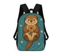 sinyumoney Floating Otter with A Flower Mochila Infantil, Mochila Escolar Infantil, Mochilas Escolares Impresas En 3D Para Niños Y Estudiantes Adolescentes 17inch
