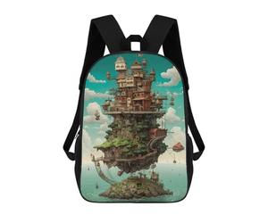 sinyumoney Floating Village Mochila Escolar Infantil Impresa En 3D Para Niños, Mochilas De Viaje De Alta Capacidad, Bolsas Para Libros, Mochila Escolar Infantil 17inch