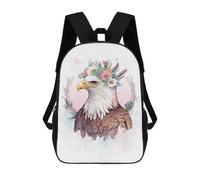 sinyumoney Floral Bald Eagle Painting Mochila Escolar Mochila Informal Mochilas De Día Bolsa Escolar Para Trabajo/viajes 17inch