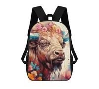 sinyumoney Floral Bison Portrait Mochilas Escolares Impresas En 3D, Mochila Escolar Informal Para Niños, Mochila Escolar De Moda Para Estudiantes De Secundaria 17inch