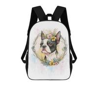 sinyumoney Floral Boston Terrier Mochila Escolar Grande Para Niños Para El Campus, Actividades Al Aire Libre, Viajes Y Deportes 17inch