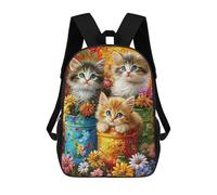 sinyumoney Floral Bucket Kittens Mochila Escolar Grande Para Niños Para El Campus, Actividades Al Aire Libre, Viajes Y Deportes 17inch